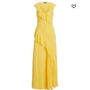 Elegant Yellow Ruffle Maxi Dress